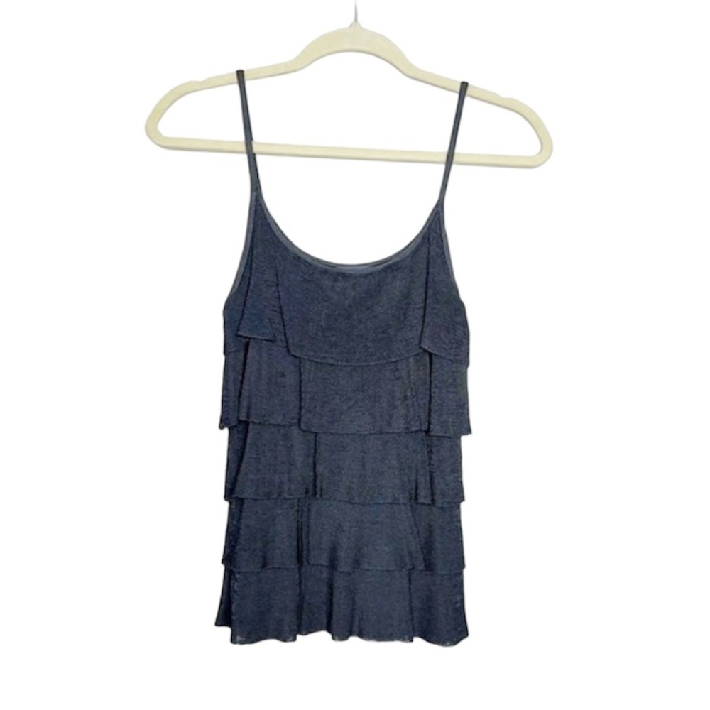BANANA REPUBLIC Tiered Black Knit Tank Top size Small Petite